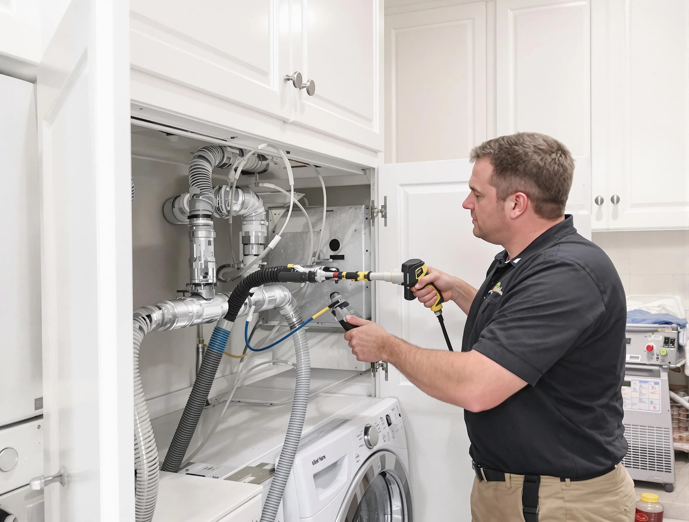Chickasha Dryer Vent Cleaning professional removing severe blockage from a clogged dryer vent in Chickasha