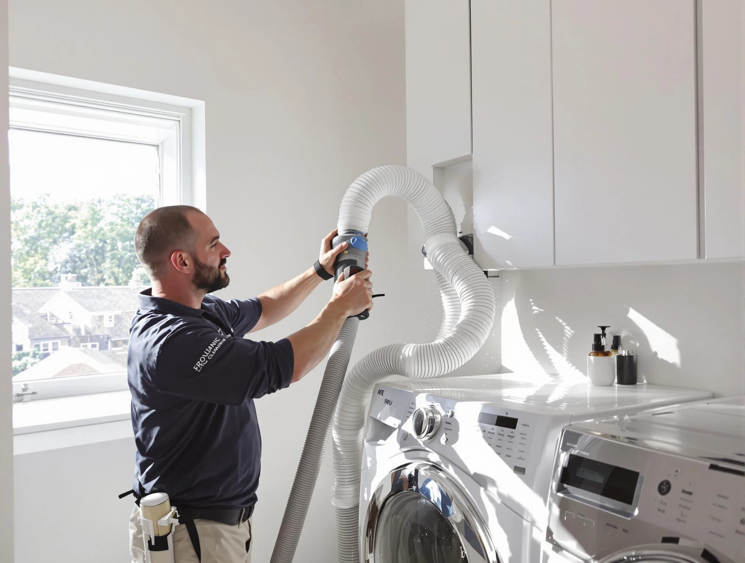 Certified Chickasha Dryer Vent Cleaning technician performing dryer vent cleaning in Chickasha