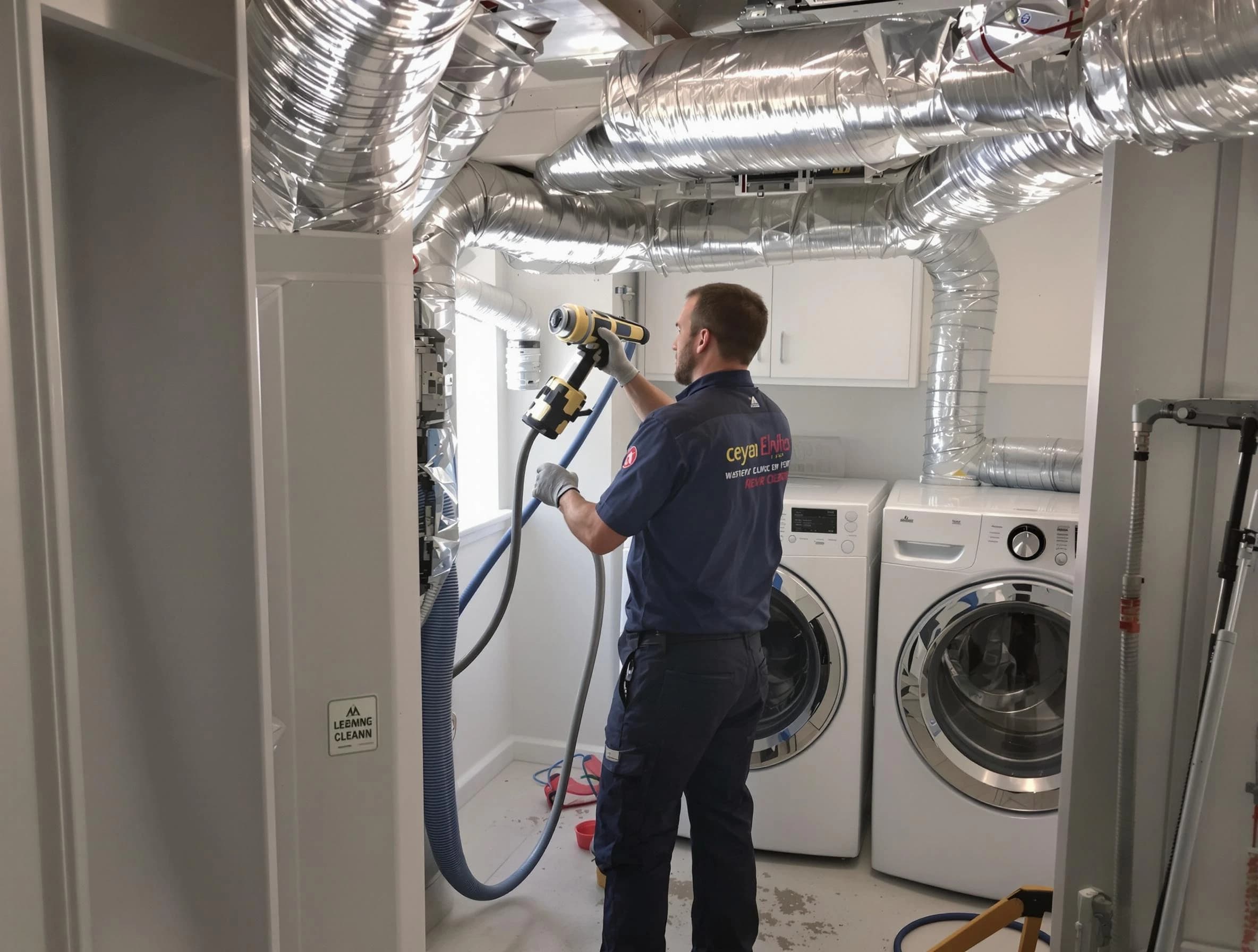 Chickasha Dryer Vent Cleaning specialist using advanced equipment for thorough duct cleaning in Chickasha